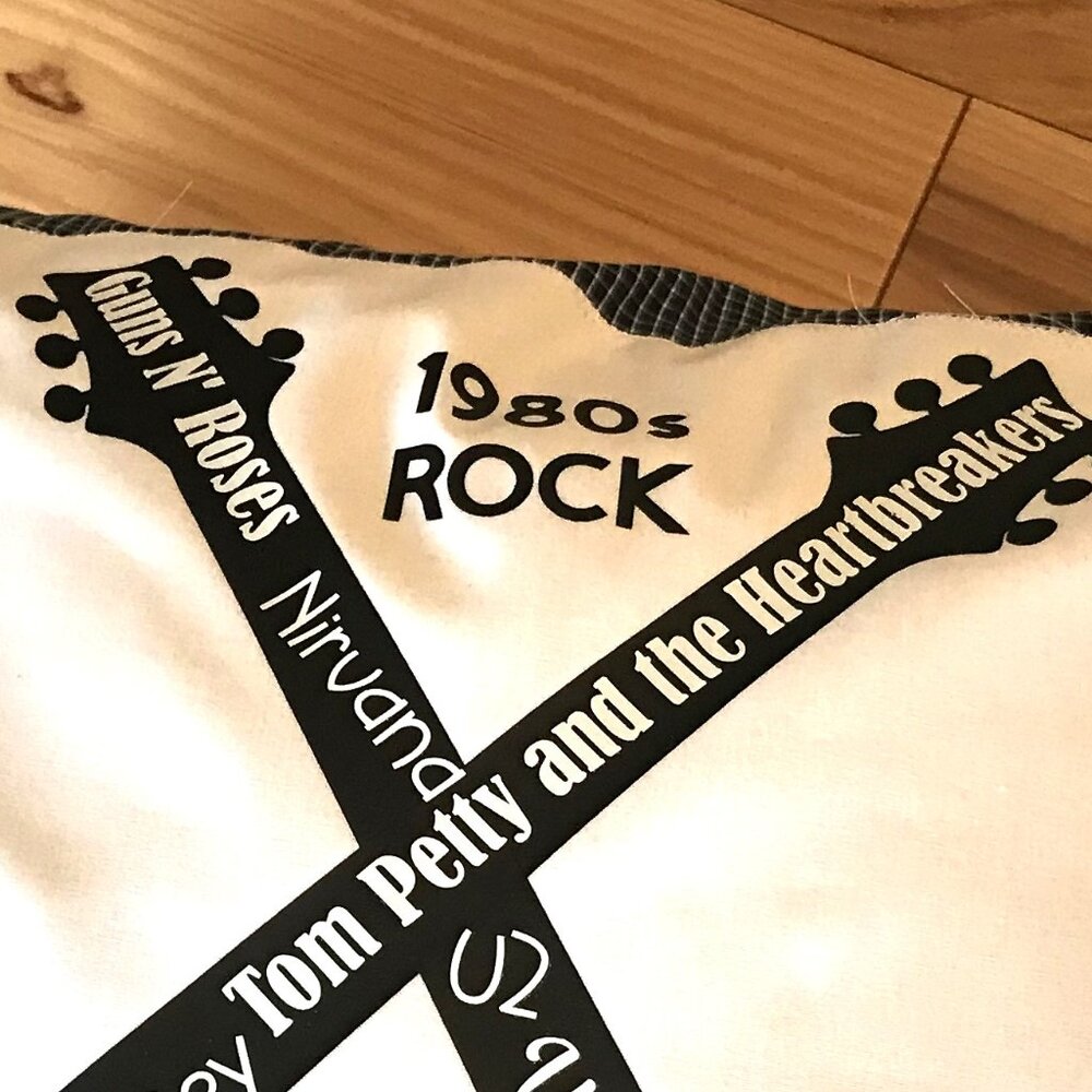Handmade Pillow Cover, 1980s Rock Bands Guitars Music Room Decor 18 x 18 inches - Picture 11 of 16
